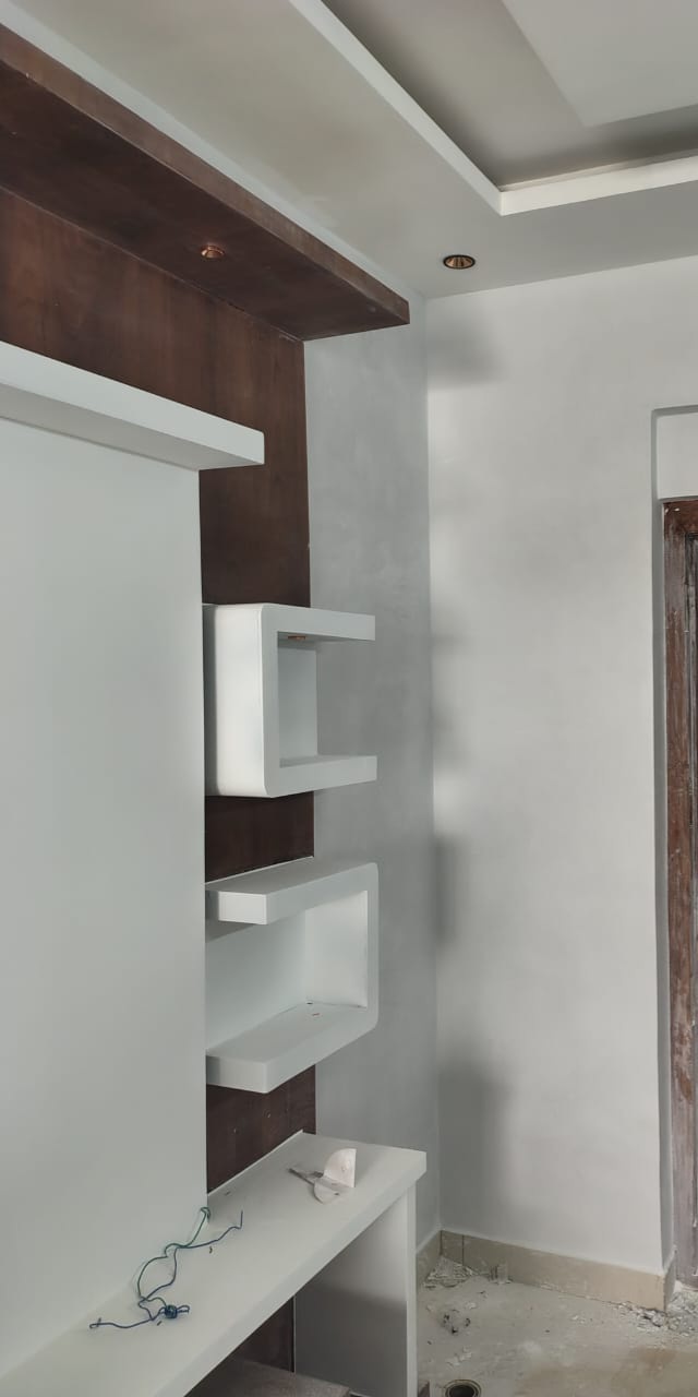 Textured lime plaster wall